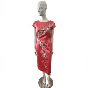 Vintage Embroidered Embellished Cocktail Shift Dress